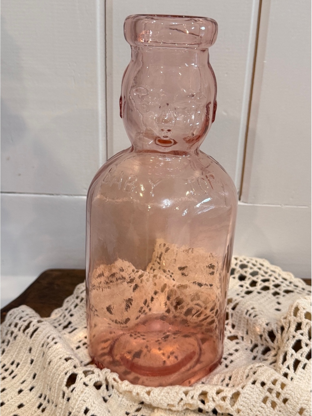 Pink Brookfield “Baby Face” glass bottle vase